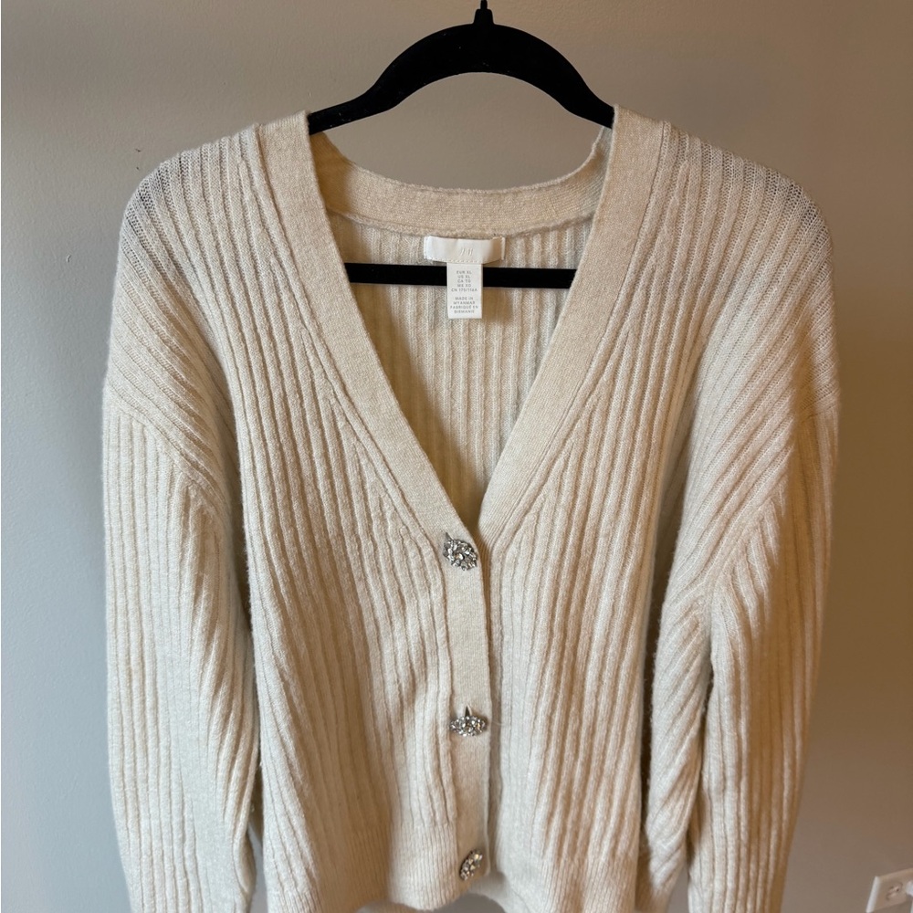 H&M Cream Ribbed Cardigan